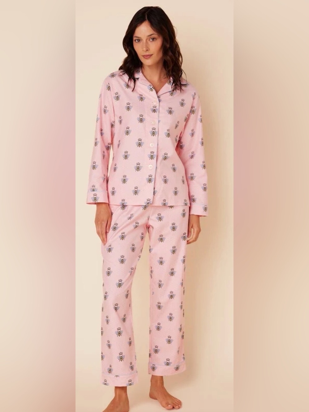 The Cat’s Pajamas Women's Pink Queen 🐝 Bee Luxe Pima Pajama Set - Size Large
